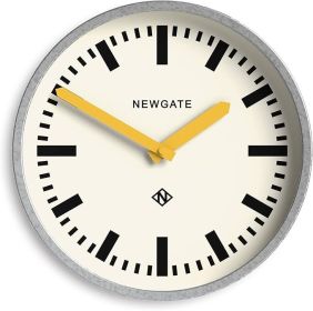 Luggage Wall Clock | Modern Retro Metal Station Clock | 30cm | Deep galvanised Metal case with Yellow Hands | Contemporary Vintage Style for Kitc