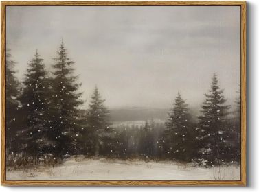 Framed Canvas Wall Art Winter Christmas Decor Living Room Pine Tree Forest Decor Nature Landscape Decoration for Bedroom Bathroom Rustic Xmas Hol