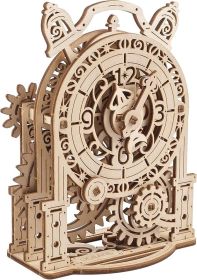 Vintage Alarm Clock 3D Puzzle - Wooden Model Kit for Adults to Build - Mechanical Model Desk Clock Making Kit - 3D Jigsaw Puzzle Wood Toy Clock -
