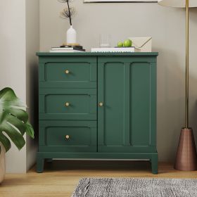 Modern Farmhouse Sideboard, Wood Accent Cabinet with 3 Drawers and a Door, Spacious Storage Console with Adjustable Shelf for Entryway and Living