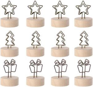 12 Pcs Christmas Wooden Base Place Card Holder