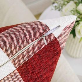 Pack of 2 Christmas Classic Farmhouse Buffalo Check Plaids Linen Soft Soild Decorative Square Porch Throw Pillow Covers Home Decor Cushion Case f