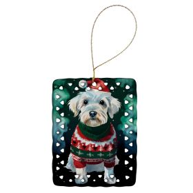 Sealyham Terrier Christmas Porcelain Ornament Christmas Tree Hanging Decorations for Home Christmas Holiday, Rectangle, Gift, Multicolor