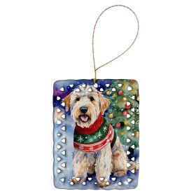 Wheaten Terrier Christmas Porcelain Ornament Christmas Tree Hanging Decorations for Home Christmas Holiday, Rectangle, Gift, Multicolor