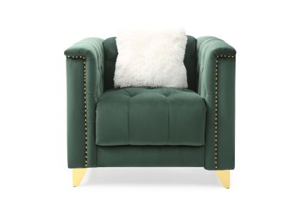 Russell Tufted Upholstery Chair Finished in Velvet Fabric in Green