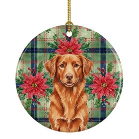 Copper Nova Scotia Duck Tolling Retriever Christmas PoinsettIas Ceramic Ornament Christmas Tree Hanging Decorations for Home Christmas Holiday, P