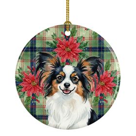 Tricoilor Papillon Christmas PoinsettIas Ceramic Ornament Christmas Tree Hanging Decorations for Home Christmas Holiday, Party, Gift, 3 in, Multi