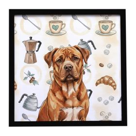 Mahogany Dogue de Bordeaux Coffee Bar Framed Metal Print Bathroom, Kitchen, Office, Home Decor Wall Art Ready to Hang, Square, 8X8