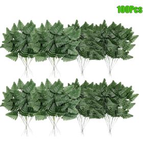 Artificial Fern Leaves Stem Green Cemetery Leaf Picks Wedding Flower Arrangements (Option: W13732771)