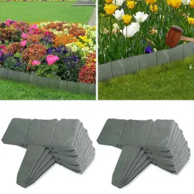 20 PCS Cobbled Stone Effect Plastic Garden Lawn Border Edging (Color: Grey)