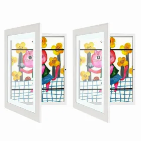 Kids Art Frame Front Opening Wooden Frame Artwork Display Storage Frame Picture Frame Wall Display For Photo Art Projects Picture Children Drawin (Option: A3-White)