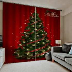Christmas Pattern Home Decoration Living Room Bedroom Window Curtains (Option: Christmas tree curtains)