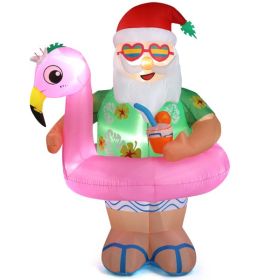 5.9ft Hawaiian Elderly Inflatable Christmas Decoration With 6 LED Lights, Drawstring Bag, 12V 1250mA US Standard (Option: 1PC)