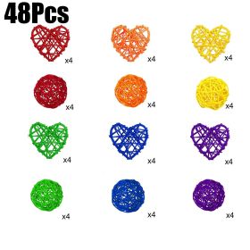 48Pcs Colorful Wicker Rattan Balls (Option: W13554301)