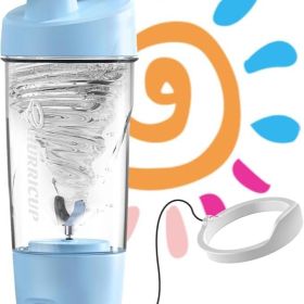 Wondercore 22-ounce Protein Shaker, Leak-proof, BPA-free, Manual Roll-up Mixing, Clear Ounce And Milliliter Markings (Color: Blue)