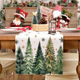 Christmas Table Runner 13x72 Inch, Xmas Trees Snowflakes Winter Holiday Decorative Farmhouse Table Decorations for Kitchen Dinning (Color: Light Green)