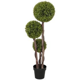 45.3 Artificial Ball Boxwood Topiary Tree Fake Plant In Pot For Indoor Outdoor Living Room Decoration Light Green (Option: Light Green)